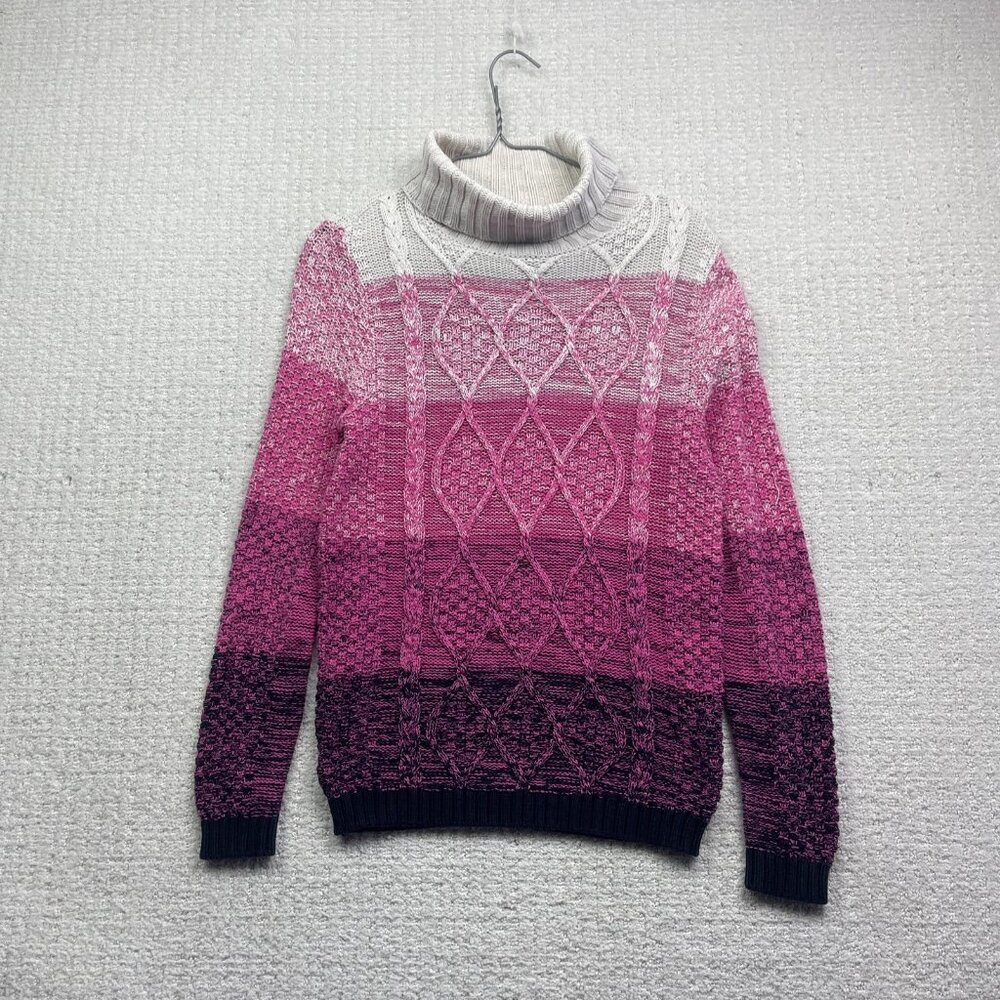VTG Cotton Country Multicolor Sweater Women S Heavy 3D Cable Knit Canada made